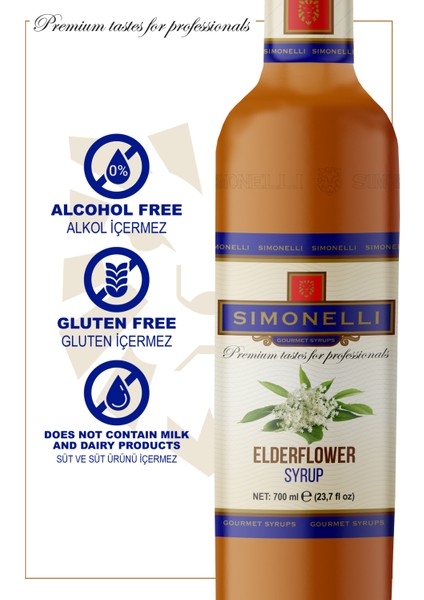 Kahve ve Kokteyl Şurubu Elderflower Aromalı 700 ml + Pompa