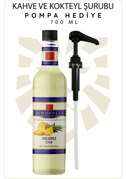 Kahve ve Kokteyl Şurubu Ananas Aromalı 700 ml + Pompa