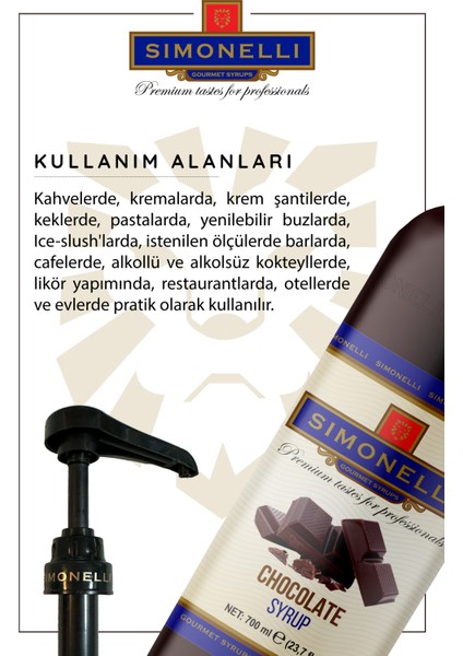 Kahve ve Kokteyl Şurubu Çikolata Aromalı 700 ml + Pompa