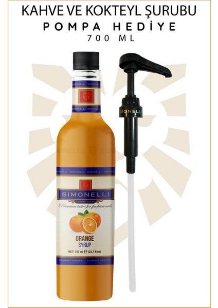 Kahve ve Kokteyl Şurubu Portakal Aromalı 700 ml + Pompa