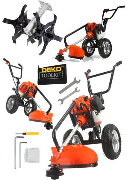 2'li Set Çapalama Makinesi + Arabalı Tekerlekli Tırpan Ot Biçme Çapalama Belleme Makinesi