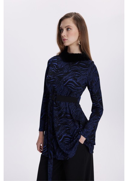 Leopar Desenli Kürk Detaylı Ikili Takım