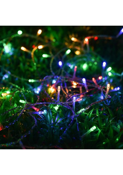 Püsküllü 10 Metre Dekoratif 5 Fonksiyonlu LED Yılbaşı Çam Ağacı Renklı Ledler