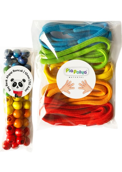 Küçük Boy Boncuk Dizme | Bağcık | 12MM Ahşap Boncuk | Küçük Kas Gelişimi | Renk Eşleştirme