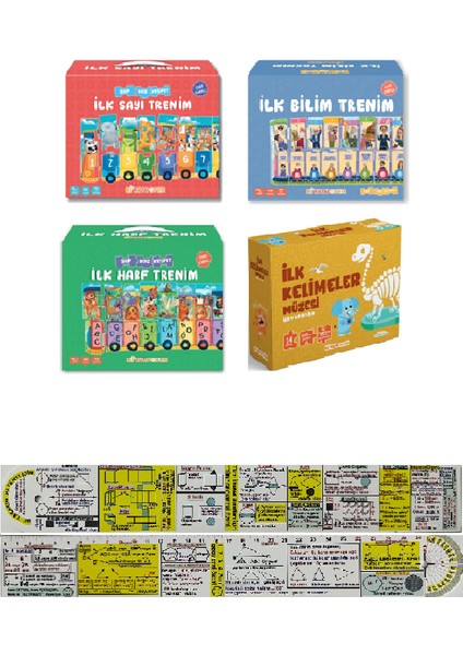 Ilk Sayı + Harf + Bilim Kitabım Yapbozlu Cırt Cırt Kitaplar ve Ilk Kelimeler Müzesi 4'lü Set +Cetvel