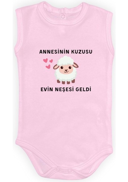 Annesinin Kuzusu Neşesi Geldi Baskılı Bebek Body Zıbın Çıtçıtlı Badi