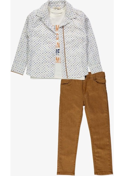 Gömlek ,pantolon ,t-Shirt Daire Desen 3parça Erkek Çocuk Takım TTR-01YVRLK
