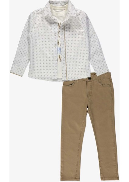 Gömlek ,pantolon ,t-Shirt Noktalı Desen 3parça Erkek Çocuk Takım TTR-03NKTL