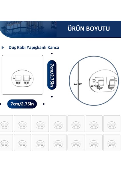 Güçlü Kendinden Yapışkanlı Banyo Askısı Duş Rafı Kancası 10 Adet