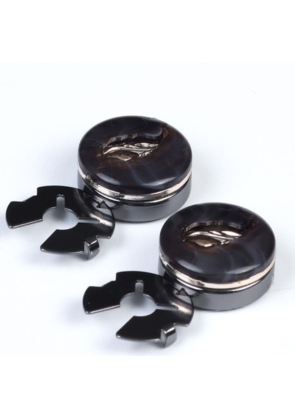 Siyah Renk Yaprak Desen Gömlek Düğmesine Geçme Klipsli Kol Düğmesi