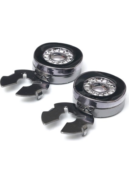 Siyah Gümüş Renk Desenli Gömlek Düğmesine Geçme Klipsli Kol Düğmesi