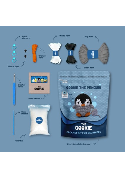 Penguen Amigurumi Tığ Kiti, Amigurumi Örgü Seti, Tığ Işi Amigurumi Örgü Oyuncak Seti modelleri