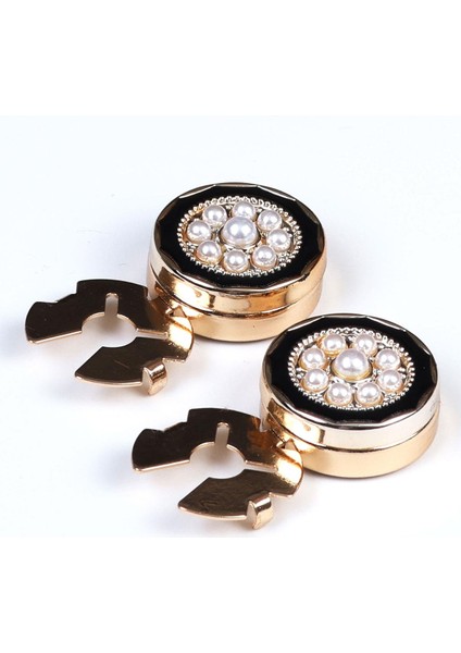 Gold Renk Inci Taşlı Gömlek Düğmesine Geçme Klipsli Kol Düğmesi