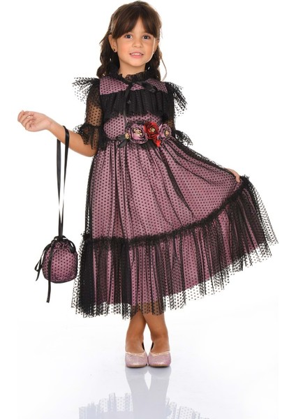 Dantel Vintage Çantalı Elbise MNKA248