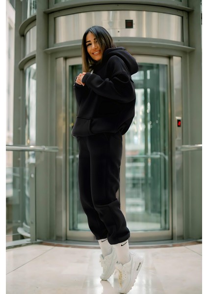 Yeni Sezon Ultra Yumuşak Kalın Eşofman Takımı Siyah