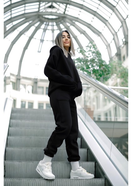 Yeni Sezon Ultra Yumuşak Kalın Eşofman Takımı Siyah modelleri