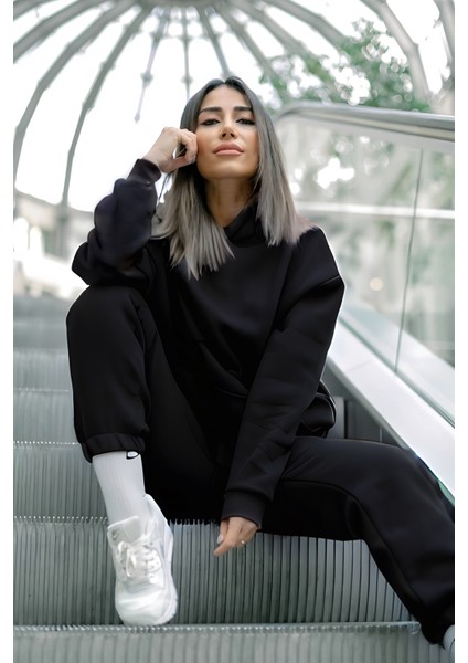 Yeni Sezon Ultra Yumuşak Kalın Eşofman Takımı Siyah fırsatları