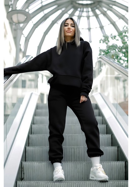 Yeni Sezon Ultra Yumuşak Kalın Eşofman Takımı Siyah indirimleri