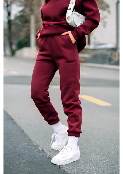 Yeni Sezon Ultra Yumuşak Kalın Eşofman Takımı Kırmızı indirimleri