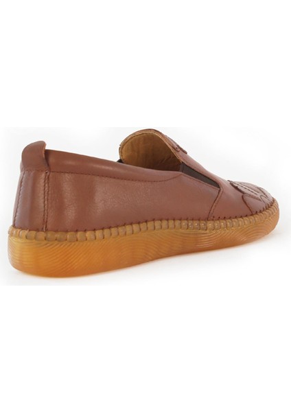 Kadın Taba Lastikli Çiçek Desenli Deri Ayakkabı indirimleri