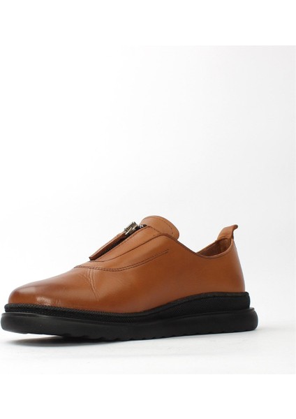 Kadın Taba Fermuarlı Kalın Tabanlı Deri Ayakkabı fırsatları