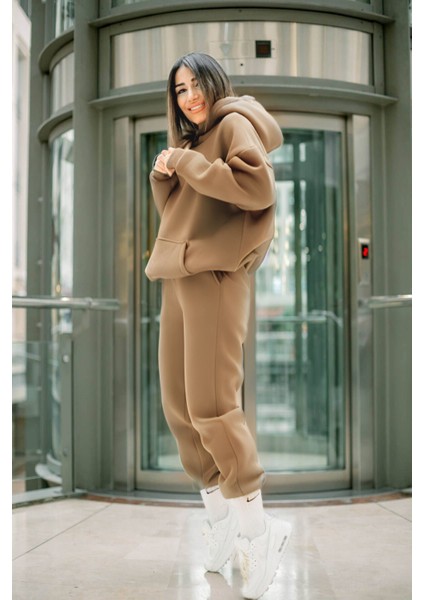 Yeni Sezon Ultra Yumuşak Kalın Eşofman Takımı Karamel Vizon