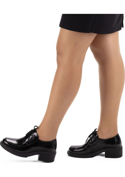 Kadın Deri Topuklu Günlük Rahat Bağcıklı Oxford Ayakkabı fırsatları