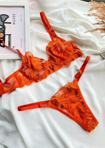 Fleur Turuncu Bralet Takımı