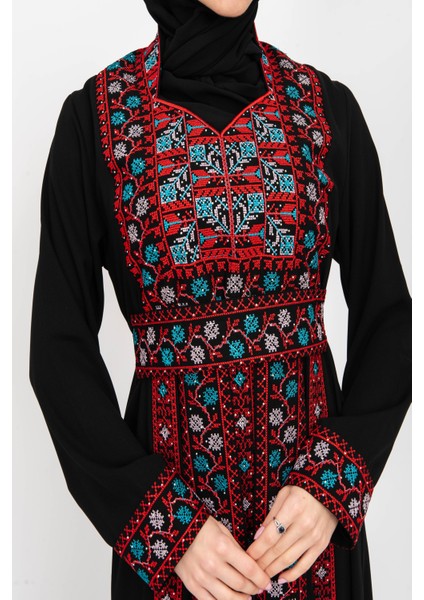 ® Palestinian Peasant Dress With Single-Sided Floral Embroidery C100044 fırsatları