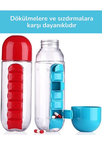 Pratik Ilaç Kutusu Su Matara Sızdırmaz Akıtmaz Şişe,suluk Hazneli Fonksiyonel Kolay Taşınabilir