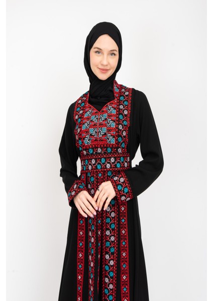 ® Palestinian Peasant Dress With Single-Sided Floral Embroidery C100044