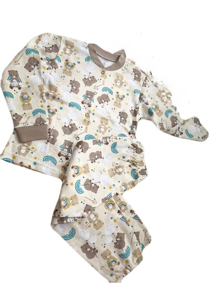Erkek Çocuk Çıtçıtlı Pijama Takımı (3-6 YAŞ) Pamuktan Ayıcık Desenli
