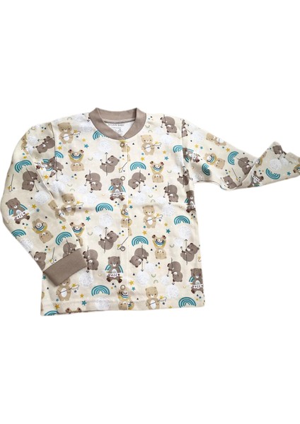 Erkek Çocuk Çıtçıtlı Pijama Takımı (3-6 YAŞ) Pamuktan Ayıcık Desenli
