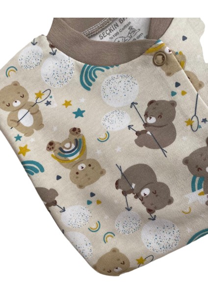 Erkek Çocuk Çıtçıtlı Pijama Takımı (3-6 YAŞ) Pamuktan Ayıcık Desenli