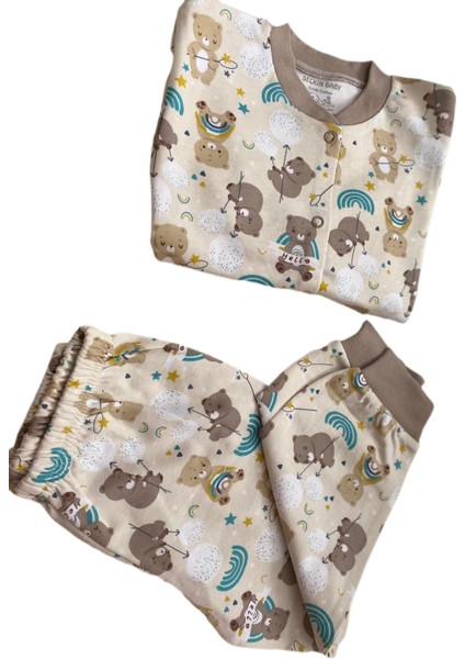 Erkek Çocuk Çıtçıtlı Pijama Takımı (3-6 YAŞ) Pamuktan Ayıcık Desenli