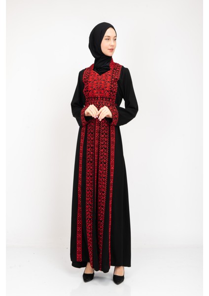 ® Palestinian Peasant Dress With Single-Sided Floral Embroidery C100044 fiyatları