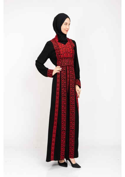 ® Palestinian Peasant Dress With Single-Sided Floral Embroidery C100044 fırsatları