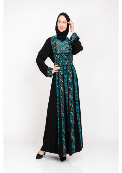 ® Palestinian Peasant Dress With Single-Sided Floral Embroidery C100044