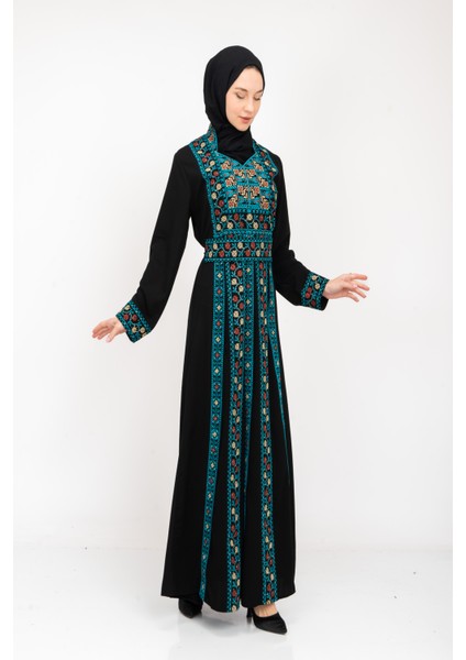 ® Palestinian Peasant Dress With Single-Sided Floral Embroidery C100044 modelleri