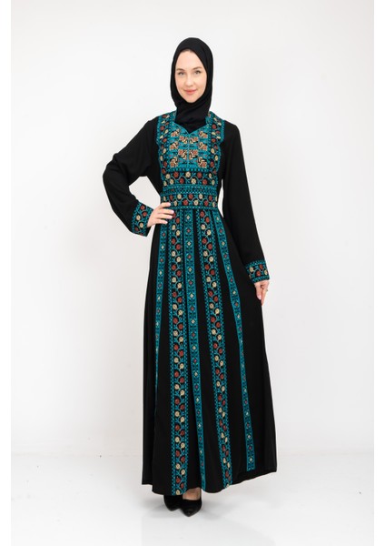 ® Palestinian Peasant Dress With Single-Sided Floral Embroidery C100044 fırsatları