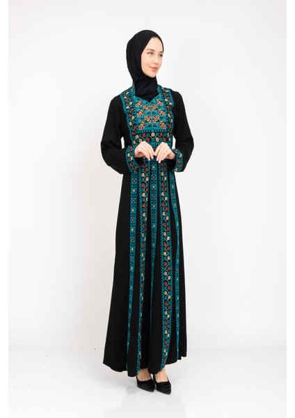 ® Palestinian Peasant Dress With Single-Sided Floral Embroidery C100044 indirimleri