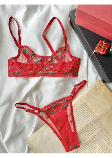 Cherry Red Bralet Takım