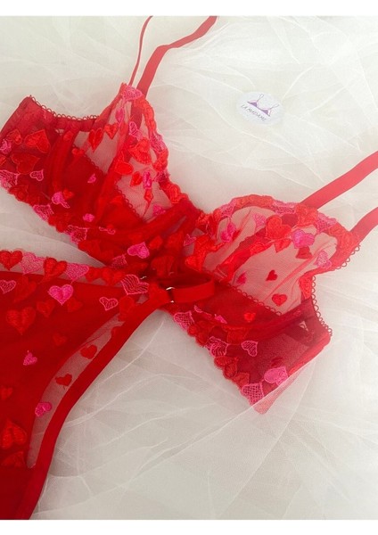 Valentine Red Kalp Desenli Bralet Takım