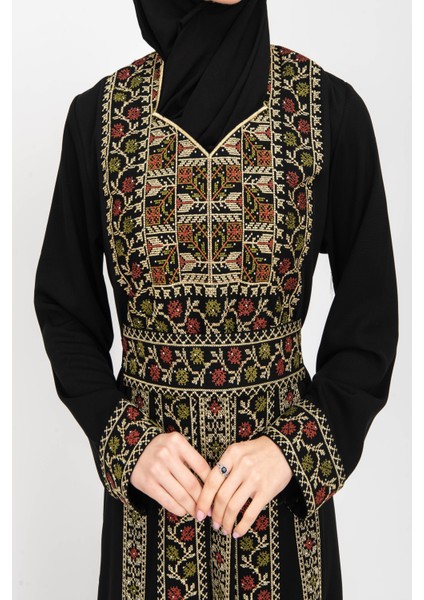® Palestinian Peasant Dress With Single-Sided Floral Embroidery C100044