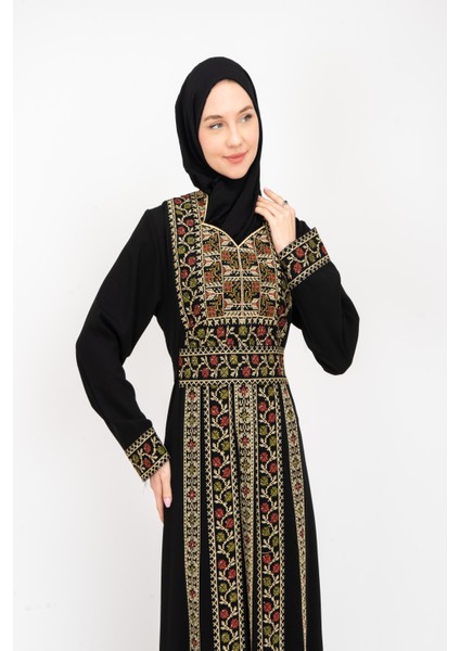 ® Palestinian Peasant Dress With Single-Sided Floral Embroidery C100044 modelleri