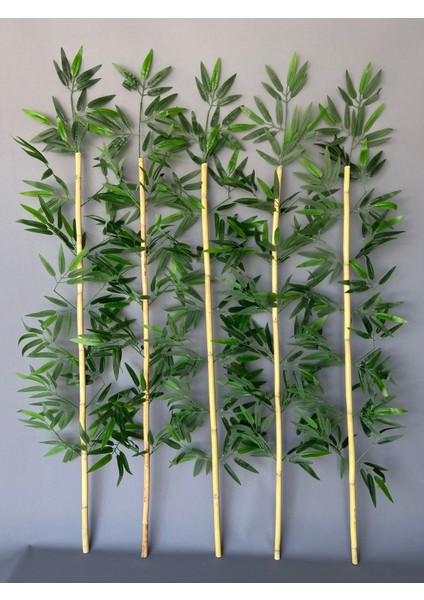 Yapay Bambu Separatör Çubuğu 170 cm, Yeşil, Yaprak Desenli