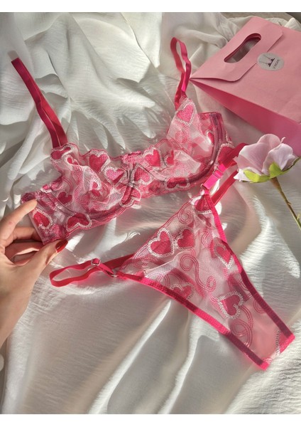 Luna Pinky Heart Bralet Takımı