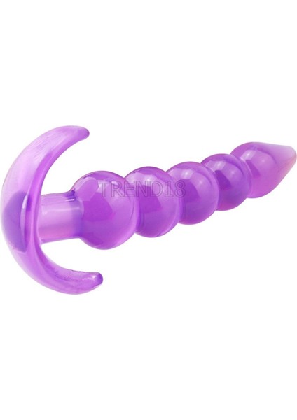 5 Boğumlu Silikonlu Anal Plug ve Vajinal Plug 11.5 cm Mor Renkli Trend Model Kullanım İçin