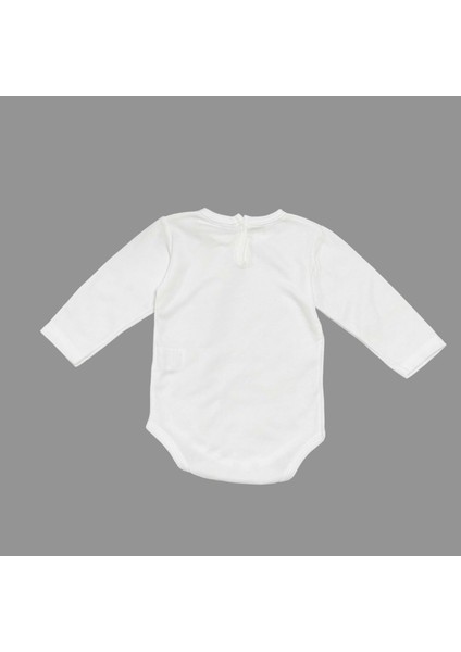 Annesinin Minik Prensesi Çıtçıtlı Beyaz Uzun Kollu Body MNK0613
