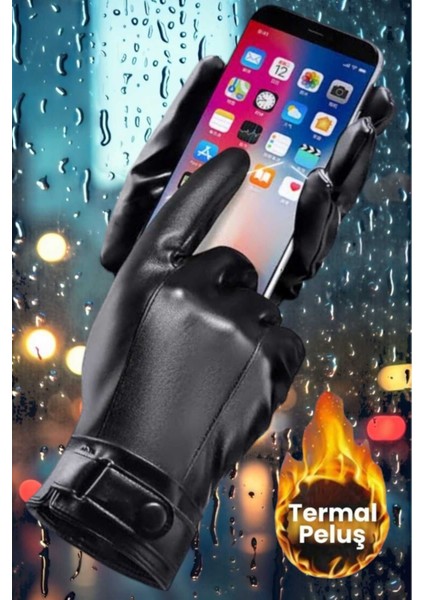 Erkek Dokunmatik Ekran Rüzgar Geçirmez Soğuğa Dayanıklı Deri Eldiven modelleri